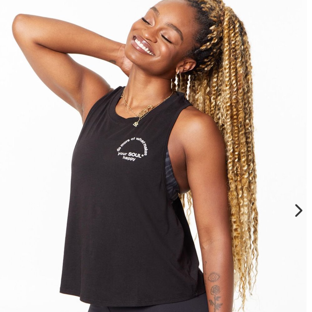 Soul Cycle Side to Side Black Tank